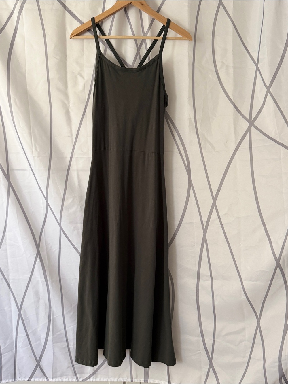 PACT Women's Large Organic Cotton Black Strappy Maxi Tank Dress
